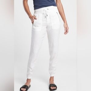 Athleta Cabo Linen Jogger White 10 Tall